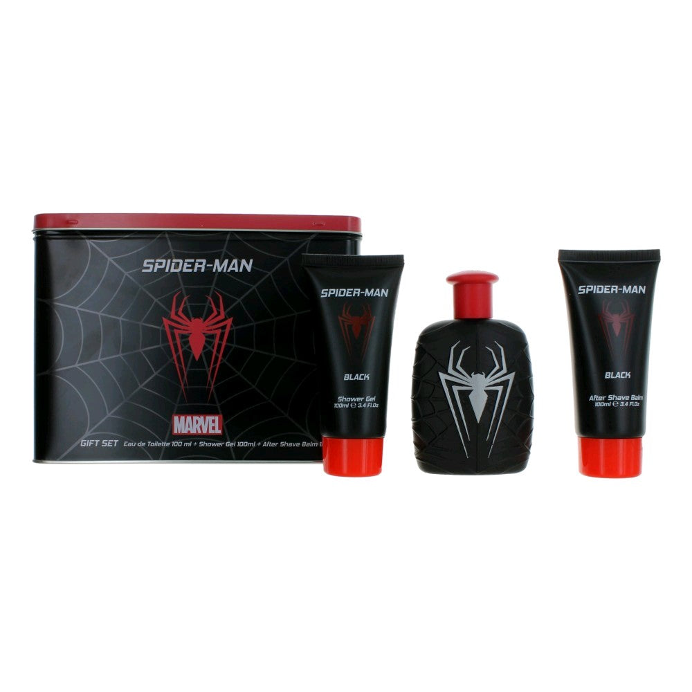 Spiderman Black by Marvel, 3 Piece Gift Set for Men