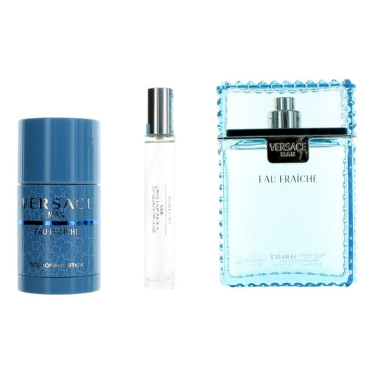 Versace Man Eau Fraiche by Versace, 3  Piece Gift Set for