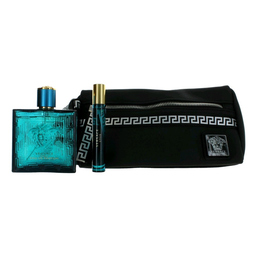 Eros by Versace, 3 Piece Gift Set for Men with Pouch