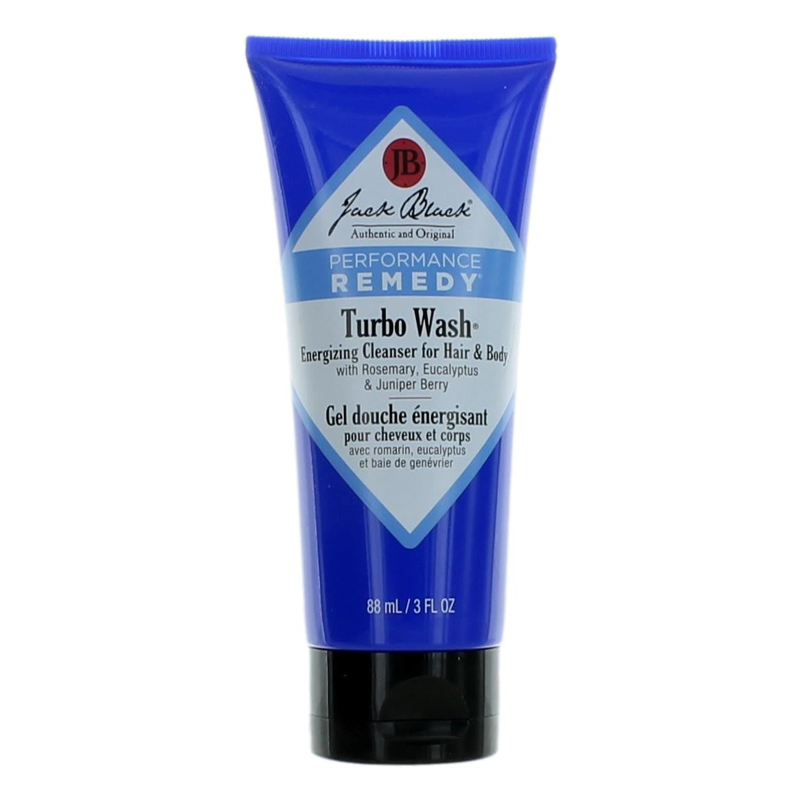 Jack Black Performance Remedy Turbo Wash, 3oz Energizing Hair & Body Cleanser