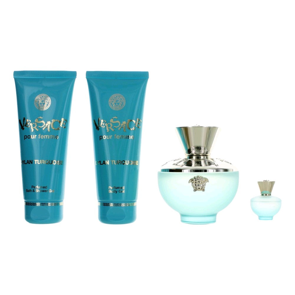 Versace Dylan Turquoise by Versace, 4 Piece Gift Set for