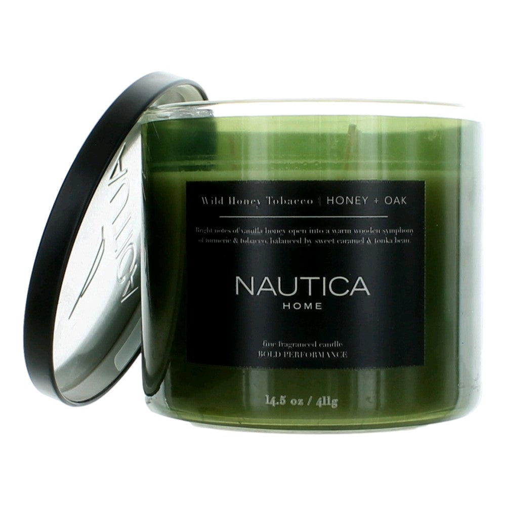 Nautica 14.5oz Soy Wax Blend 3 Wick Candle - Wild Honey Tobacco Honey & Oak